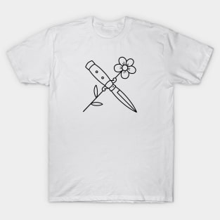 HomeSchoolTattoo Knife and Flower T-Shirt